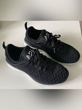APL Woman’s Black Knit Sneakers with White Sole